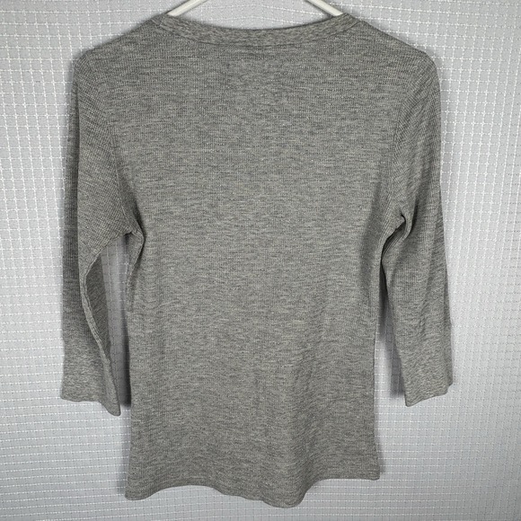 Y2K Aeropostale Henley Top Womens Large Preppy Stretch 3D Spellout Metallic - Picture 2 of 7